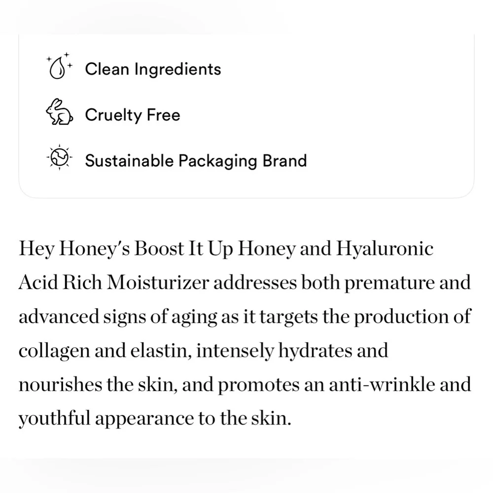 $9❤️‍🔥 LAST 1! Hey Honey Boost It Up Honey & Hyaluronic Acid Rich Moisturizer